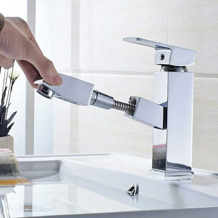 Rubinetto per lavabo da bagno con doccetta estraibile miscelatore a canna bassa getto diretto - enzoled