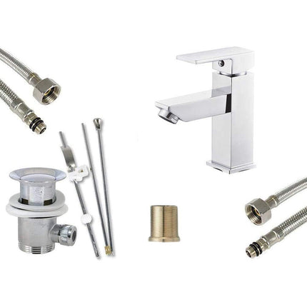 Rubinetto per lavandino miscelatore lavabo da bagno monoforo orientabile monocomando cromato lucido modello Firenze - enzoled