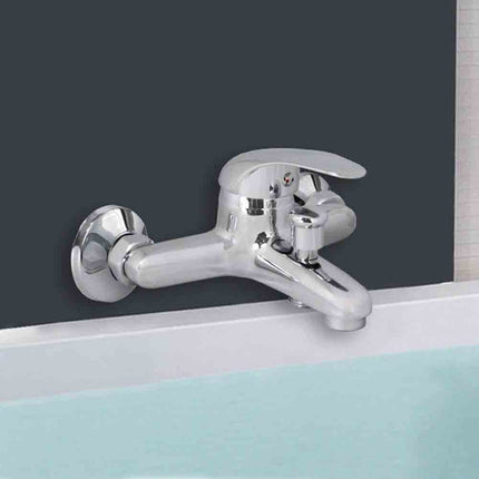 Rubinetto per vasca a parete miscelatore a muro da bagno per vasca cromato lucido modello Bari - enzoled