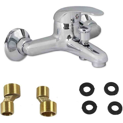 Rubinetto per vasca a parete miscelatore a muro da bagno per vasca cromato lucido modello Bari - enzoled