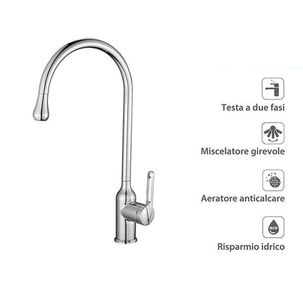 Rubinetto da cucina ultra moderno a canna alta miscelatore monocomando per lavandino - enzoled
