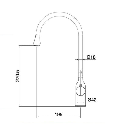 Rubinetto da cucina ultra moderno a canna alta miscelatore monocomando per lavandino - enzoled