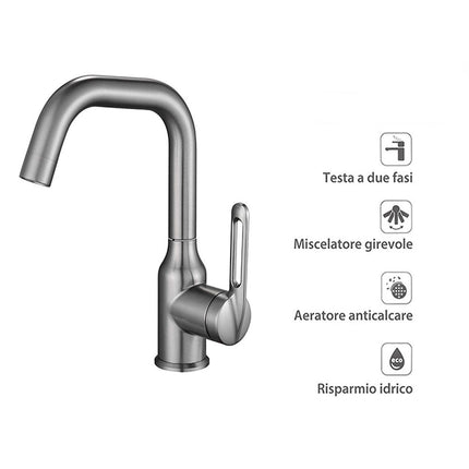 Rubinetto da cucina ultra moderno a canna bassa miscelatore monocomando per lavandino - enzoled