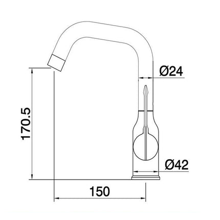 Rubinetto da cucina ultra moderno a canna bassa miscelatore monocomando per lavandino - enzoled
