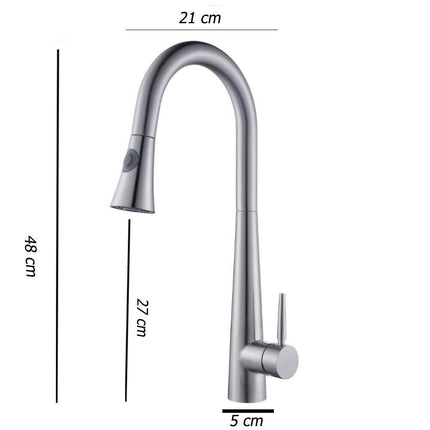 Rubinetto con doccetta estraibile a canna alta miscelatore da cucina 2 modalità di getto argento satinato - enzoled