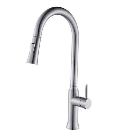Rubinetto con doccetta estraibile miscelatore da cucina 2 modalità di getto a canna alta argento satinato - enzoled