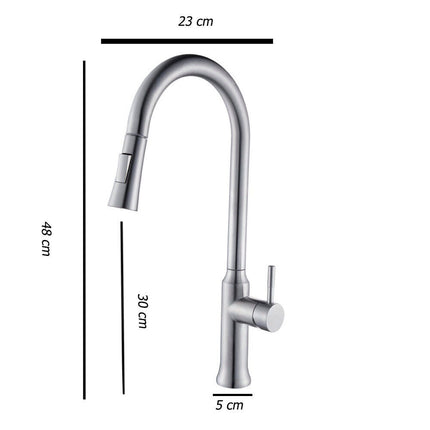 Rubinetto con doccetta estraibile miscelatore da cucina 2 modalità di getto a canna alta argento satinato - enzoled