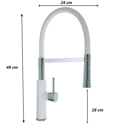 Rubinetto con doccetta in silicone a canna alta miscelatore in da cucina 2 modalità di getto acciaio bianco - enzoled