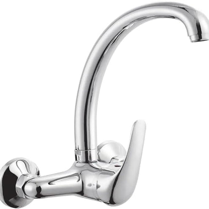 Rubinetto da cucina a parete miscelatore a muro due fori per lavandino in ottone cromato - enzoled