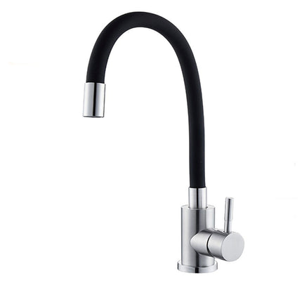 Rubinetto da cucina canna alta flessibile in silicone miscelatore per lavello lavandino gommato nero - enzoled