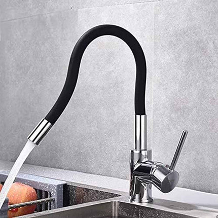 Rubinetto da cucina canna alta flessibile in silicone miscelatore per lavello lavandino gommato nero - enzoled