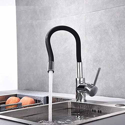 Rubinetto da cucina canna alta flessibile in silicone miscelatore per lavello lavandino gommato nero - enzoled