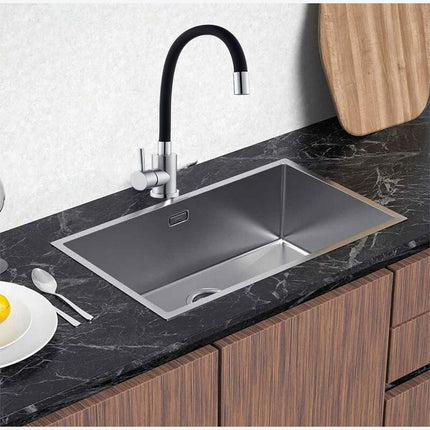 Rubinetto da cucina canna alta flessibile in silicone miscelatore per lavello lavandino gommato nero - enzoled
