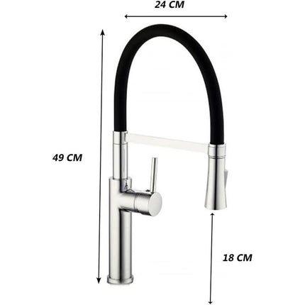 Rubinetto in acciaio con doccetta a canna in silicone alta miscelatore in da cucina 2 modalità di getto - enzoled