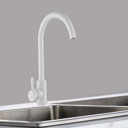 Rubinetto per lavello da cucina a canna alta bianco miscelatore per lavandino orientabile - enzoled