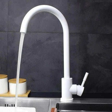 Rubinetto per lavello da cucina a canna alta bianco miscelatore per lavandino orientabile - enzoled