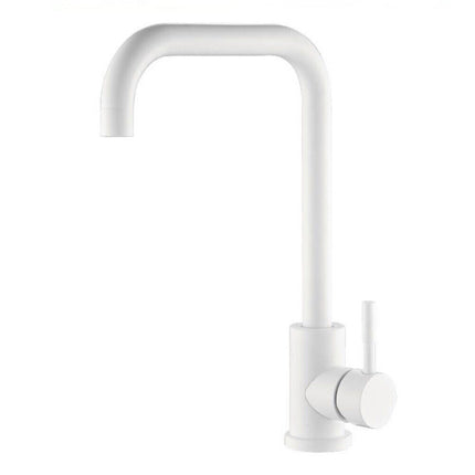 Rubinetto per lavello da cucina a canna alta quadrata miscelatore per lavandino orientabile bianco - enzoled