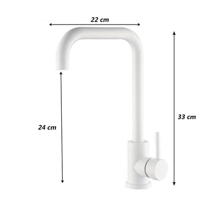 Rubinetto per lavello da cucina a canna alta quadrata miscelatore per lavandino orientabile bianco - enzoled