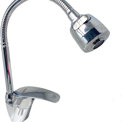 Rubinetto a canna flessibile pieghevole da lavello per cucina miscelatore orientabile 360° di rotazione con doccetta a doppio getto in ottone cromato - enzoled