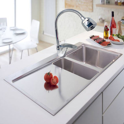 Rubinetto a canna flessibile pieghevole da lavello per cucina miscelatore orientabile 360° di rotazione con doccetta a doppio getto in ottone cromato - enzoled