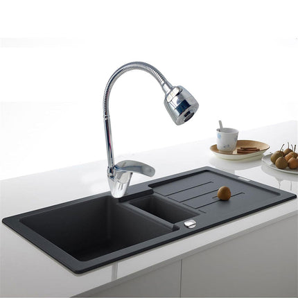 Rubinetto a canna flessibile pieghevole da lavello per cucina miscelatore orientabile 360° di rotazione con doccetta a doppio getto in ottone cromato - enzoled