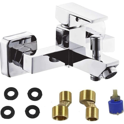 Rubinetto per vasca moderno miscelatore orientabile da bagno in ottone cromato lucido modello Firenze - enzoled