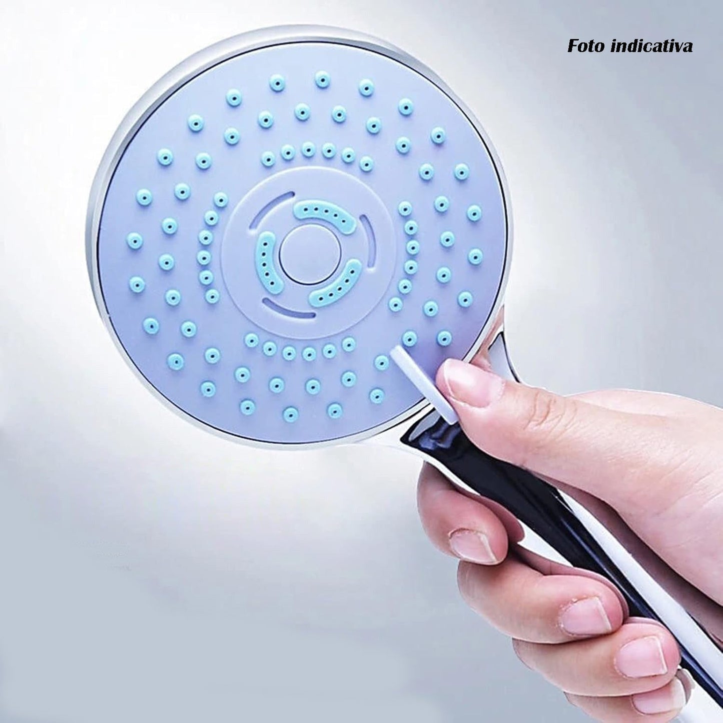 Soffione doccia grigio multigetto con flessibile staffetta cromato lucido regolazione getto d' acqua - enzoled