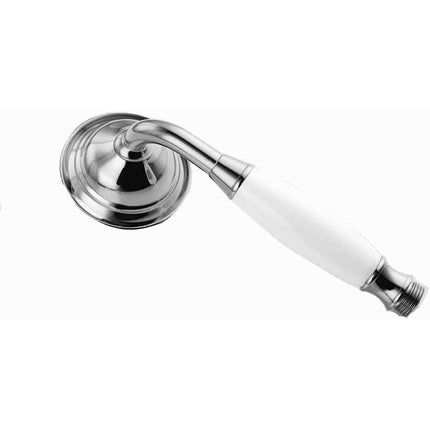 Soffione doccia stile retrò in abs cromato lucido con attacco 1/2 pollici telefono doccia vasca con manico bianco - enzoled
