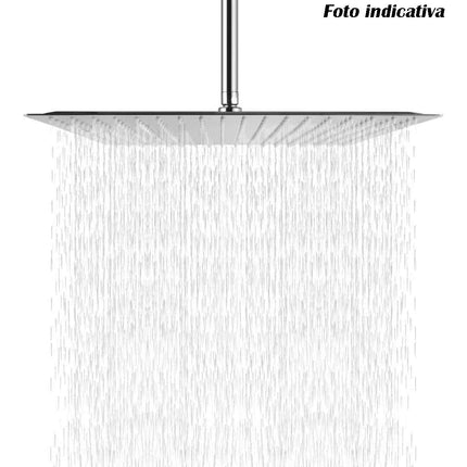 Soffione per doccia da bagno quadrato 20x20 cm effetto pioggia cromato in ABS attacco universale 1/2 - enzoled