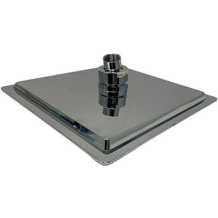 Soffione per doccia da bagno quadrato 20x20 cm effetto pioggia cromato in ABS attacco universale 1/2 - enzoled