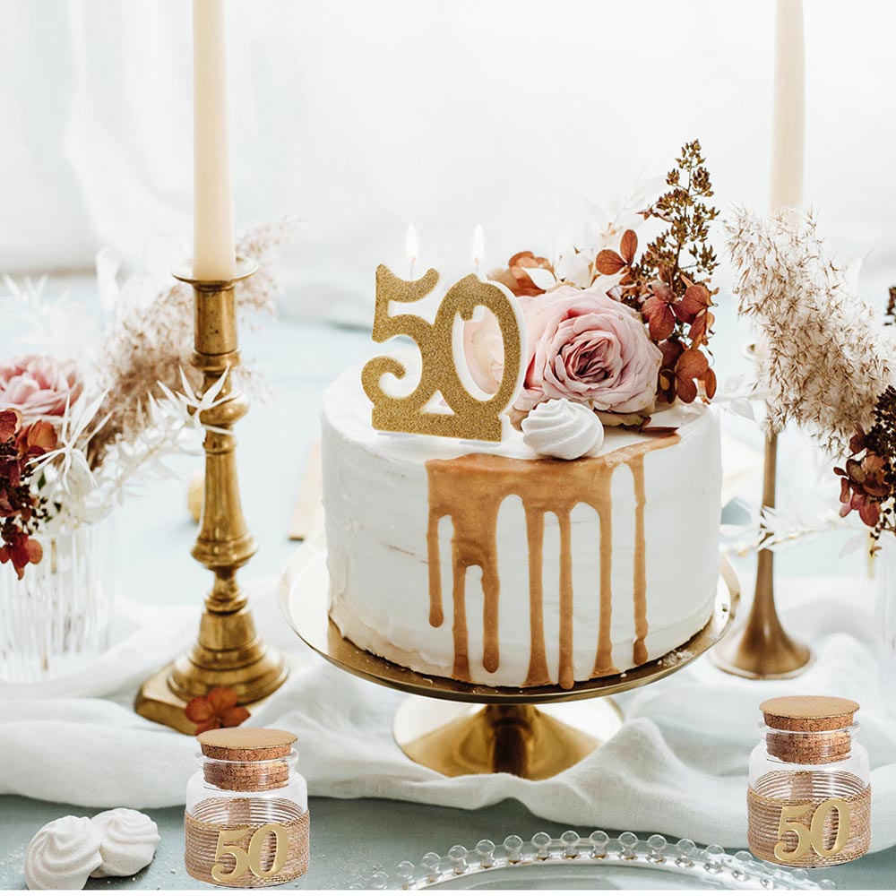 Bomboniere portaconfetti per anniversario 50 Anni di matrimonio nozze oro o compleanno 12 pezzi barattolo in vetro tappo in sughero - enzoled