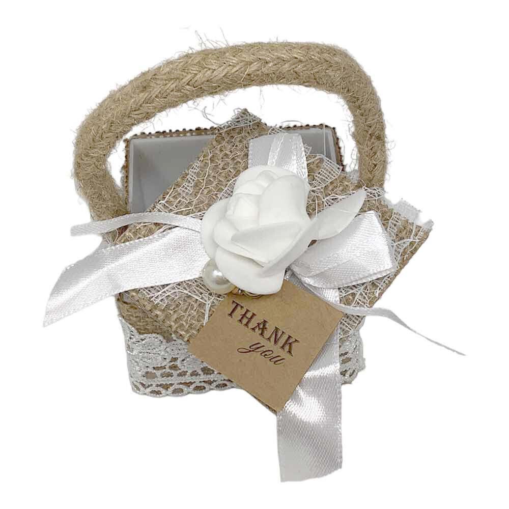 Scatoline portaconfetti in juta 12 pezzi bomboniere con merletto per matrimonio anniversario comunione porta confetti segnaposto - enzoled