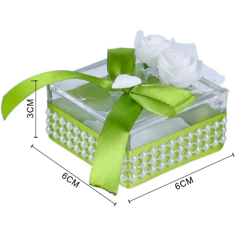 Set 12 scatolina portaconfetti per Promessa di Matrimonio bomboniere segnaposto in plexiglass Trasparenti Decorate Verde - enzoled