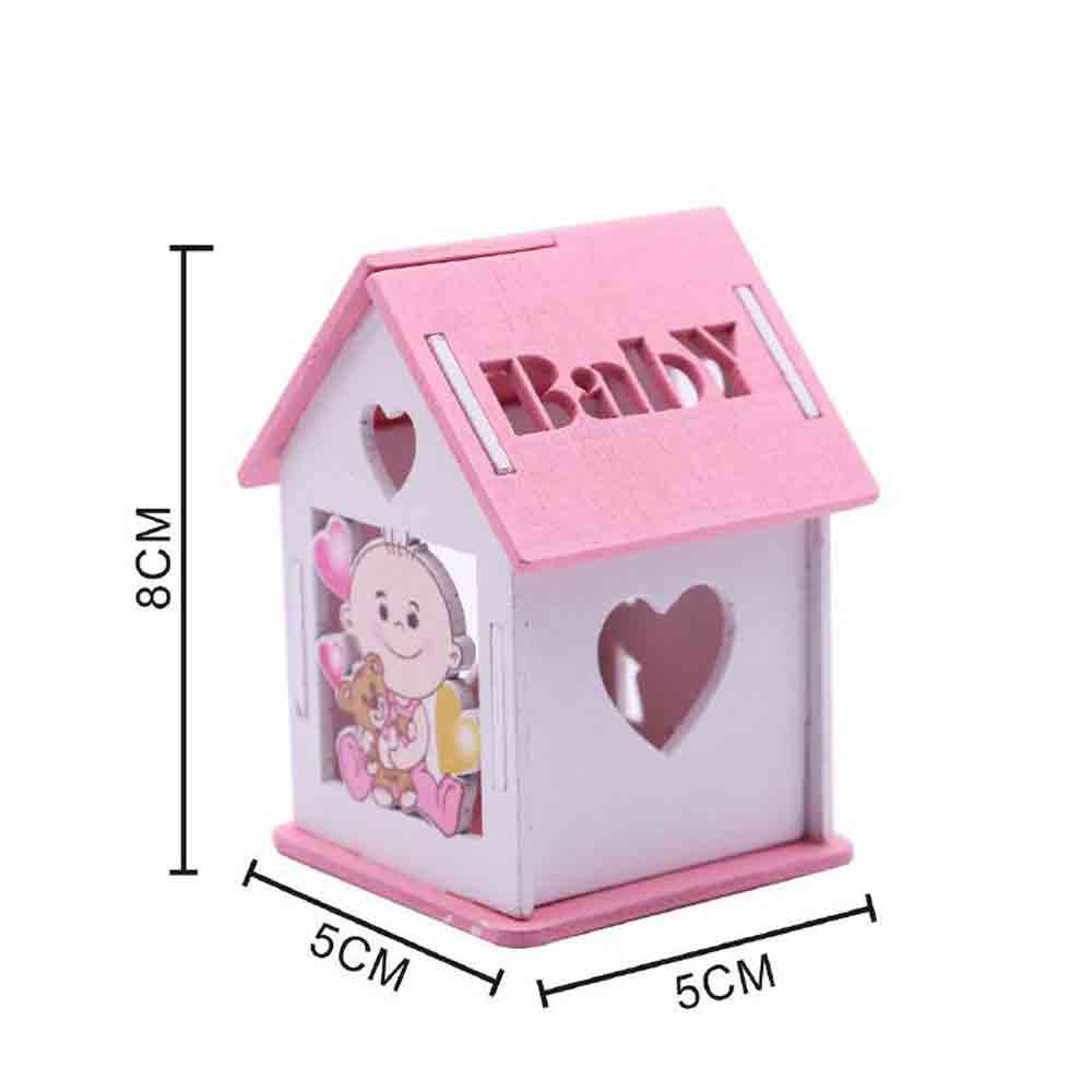 Set 12 scatoline portaconfetti rosa a forma di casetta con tetto apribile per bimba bomboniere per nascita battesimo - enzoled