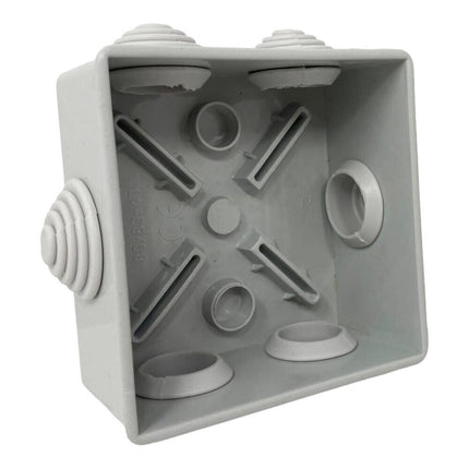 Scatola di derivazione quadrata box con coperchio a pressione 6 passacavi tenuta stagna IP44 80xx80x40 mm - enzoled