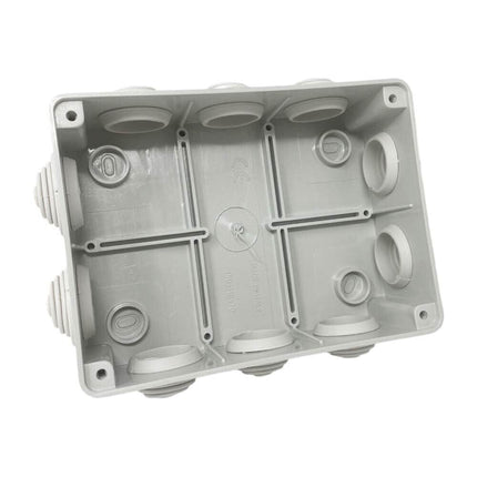 Scatola di derivazione rettangolare box con coperchio con viti 10 passacavi tenuta stagna IP55 190xx140x70 mm - enzoled