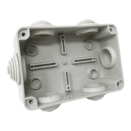 Scatola di derivazione rettangolare box con coperchio con viti 6 passacavi tenuta stagna IP55 120xx80x50 mm - enzoled