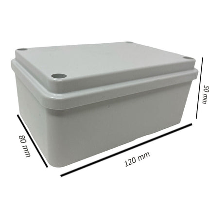 Scatola di derivazione rettangolare box con coperchio con viti con pareti lisci tenuta stagna IP56 120xx80x50 mm - enzoled