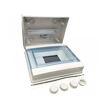 Centralino da parete 8 moduli con portello quadro elettrico a stagno IP65 215x200x105 mm - enzoled