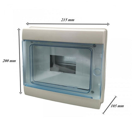 Centralino da parete 8 moduli con portello quadro elettrico a stagno IP65 215x200x105 mm - enzoled
