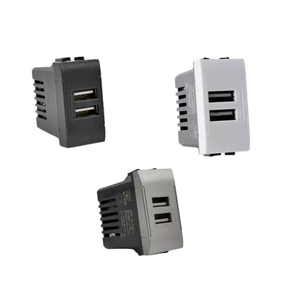Modulo presa doppia USB da muro per placca cassetta 503 compatibile con living light international air 5V 2 Usb - enzoled