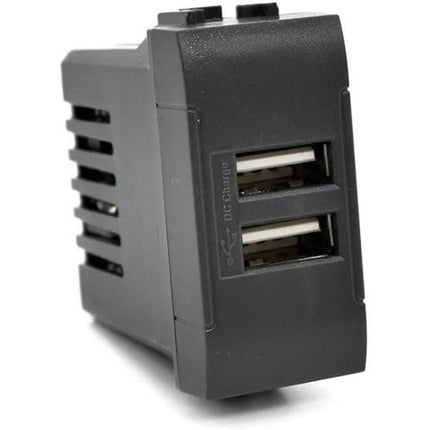 Modulo presa doppia USB da muro per placca cassetta 503 compatibile con living light international air 5V 2 Usb - enzoled