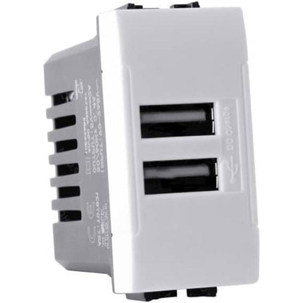Modulo presa doppia USB da muro per placca cassetta 503 compatibile con living light international air 5V 2 Usb - enzoled