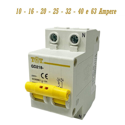 Interruttore automatico magnetotermico differenziale salvavita modulare per quadro elettrico 2P+N 6ka 10 16 20 25 32 40 63 ampere - enzoled