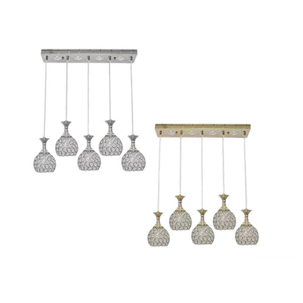 Lampadario led da soffitto a sospensione 35 watt luce fredda 6500k portalampada G9 con sfere con cristalli gocce in acrilico - enzoled