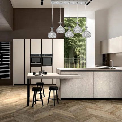 Lampadario led da soffitto a sospensione 35 watt luce fredda 6500k portalampada G9 con sfere con cristalli gocce in acrilico - enzoled