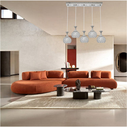 Lampadario led da soffitto a sospensione 35 watt luce fredda 6500k portalampada G9 con sfere con cristalli gocce in acrilico - enzoled