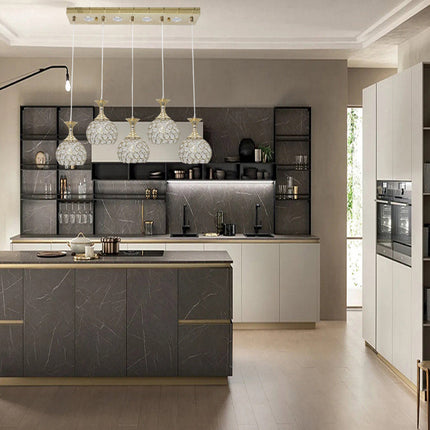 Lampadario led da soffitto a sospensione 35 watt luce fredda 6500k portalampada G9 con sfere con cristalli gocce in acrilico - enzoled