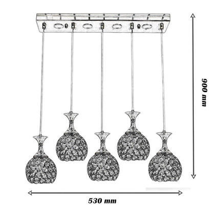 Lampadario led da soffitto a sospensione 35 watt luce fredda 6500k portalampada G9 con sfere con cristalli gocce in acrilico - enzoled