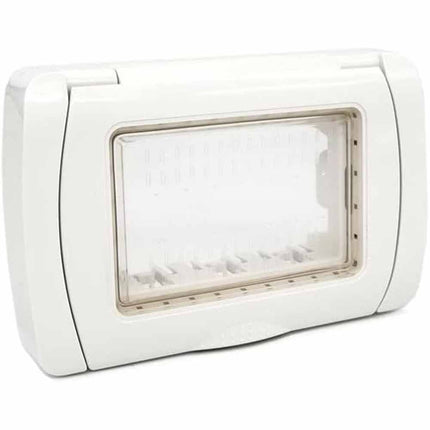 Placca idrobox 3 posti compatibile con matix IP55 coperchio modulo cassetta 503 bianco - enzoled
